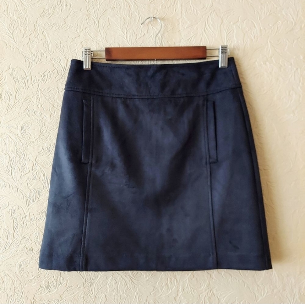 LOFT faux suede mini skirt dark navy blue NEW Sz 4